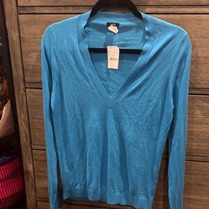 J Crew V Neck 100% Cotton Sweater New With Tags